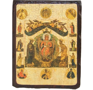 Иконы София Премудрость Божия икона Божией Матери на дереве под старину (18 х 24 см)