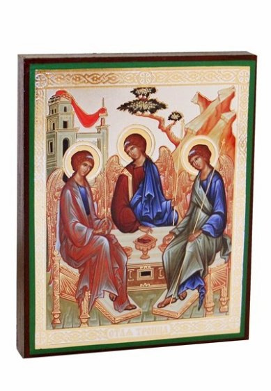 Иконы Святая Троица икона литография на дереве (13 х 16 см)