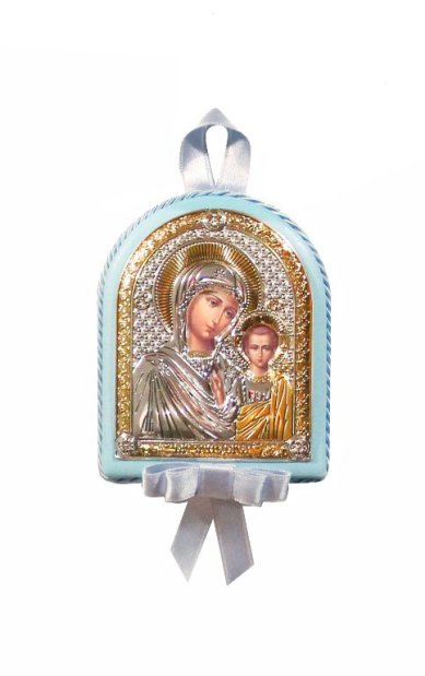 Иконы Казанская икона Божией Матери детская, в серебряном окладе (7 х 9,5 см)