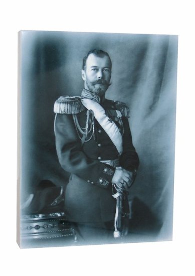 Утварь и подарки Картина на дереве «св.царь Николай II» (малая, портрет, в камзоле со шпагой, 15 х 20 см)