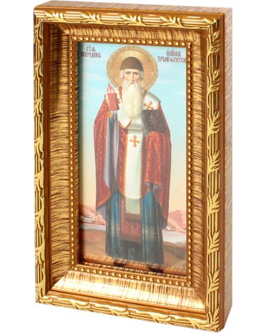 Иконы Спиридон Тримифунтский, икона в багете 10х16,5 см