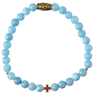 Утварь и подарки Браслет 30 звеньев из камня аквамарин