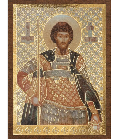 Иконы Феодор Стратилат великомученик икона на МДФ (4 х 6 см)
