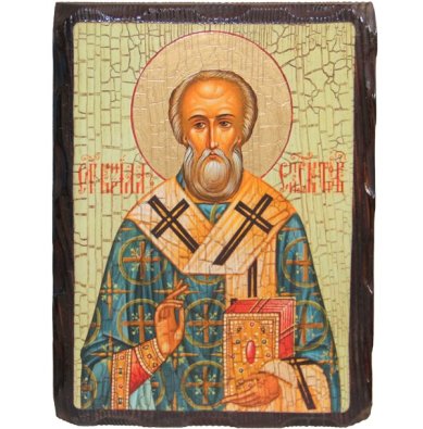 Иконы Кирилл Туровский епископ икона на дереве под старину (18 х 24 см)