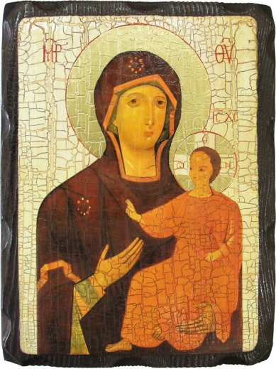 Иконы Феодотьевская икона Божией Матери на дереве под старину (18 х 24 см)