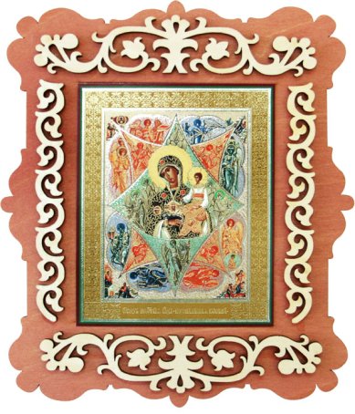 Иконы Неопалимая Купина, икона Божией Матери резная (фанера, литография)