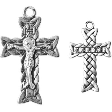 Ювелирные изделия Крест из серебра 925, частичное чернение, проба