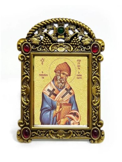 Иконы Спиридон Тримифунтский икона в рамке-киоте (6,5 х 9 см)