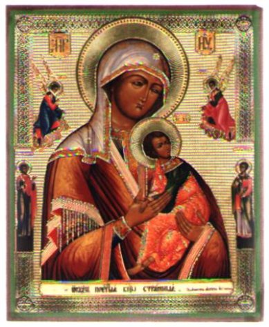 Иконы Страстная икона Божией Матери, литография на дереве (13 х 16 см)