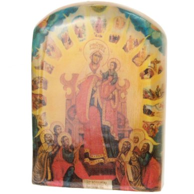 Иконы Звезда Пресветлая, икона настольная из селенита (45 х 30 х 65 мм, 65 г)