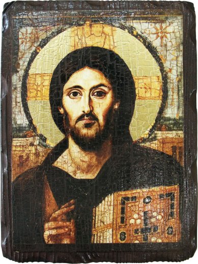 Иконы Христос Пантократор икона на дереве под старину (19 х 27 см)