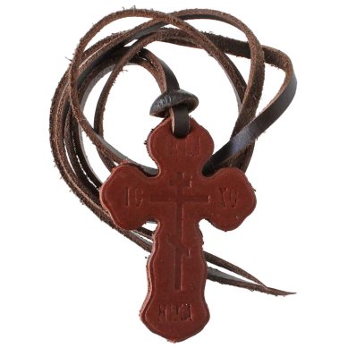 Утварь и подарки Крестик на шнурке из кожи №2
