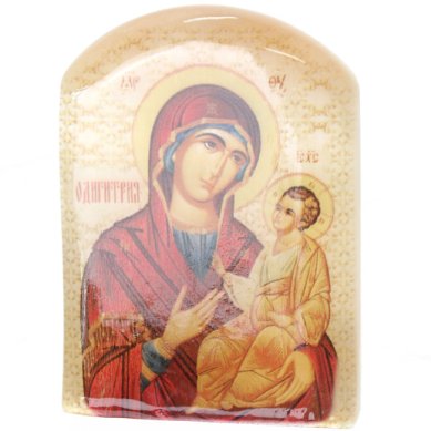 Иконы Одигитрия, икона настольная из селенита (45 х 30 х 65 мм, 65 г)