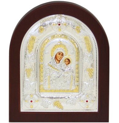 Иконы Вифлеемская икона Божией Матери в серебряном окладе ручная работа (11,5 х 13 см)
