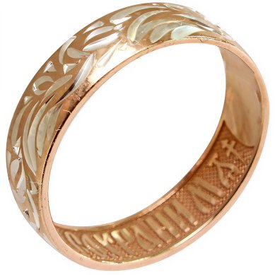 Ювелирные изделия Кольцо из серебра с гравировкой, золочение, 19 размер