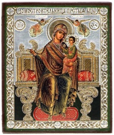 Иконы Домостроительница икона Божией Матери на дереве (9х10,5 см, Тиль)