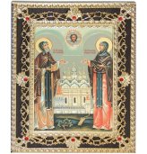 Иконы Петр и Феврония Муромские икона со стразами (17,5 х 22 см)