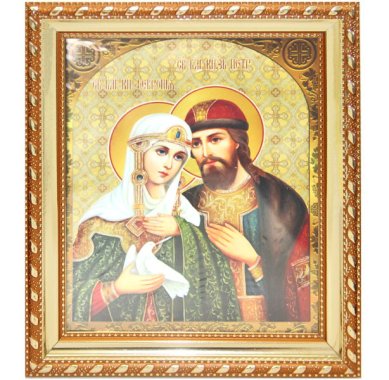Иконы Петр и Феврония святые князья икона в багетной рамке (19 х 22 см)