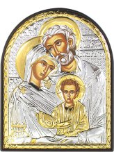 Иконы Святое Семейство икона в серебряном окладе на пластике 85 х 105 мм