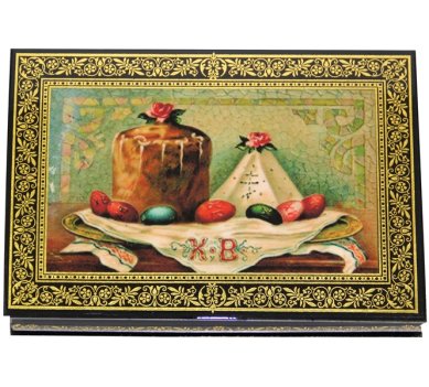 Утварь и подарки Шкатулка лаковая «Христос Воскресе!» (пасхальный стол, 11 х 16 см)