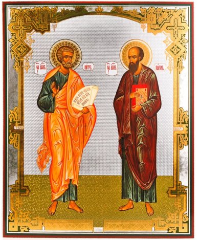 Иконы Петр и Павел апостолы икона на оргалите (30 х 40 см, Софрино)