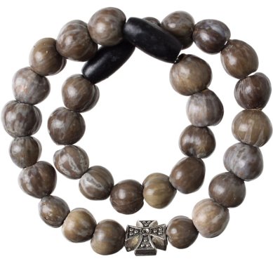 Утварь и подарки Четки из растения Слезки Богородицы из 30 зерен, с металлическим крестом