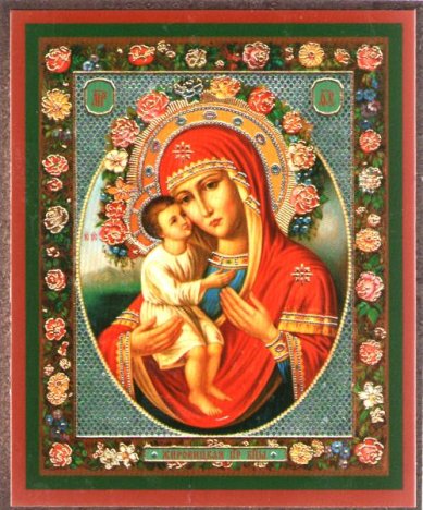 Иконы Жировицкая икона Божией Матери на деревянном планшете ( 6 х 9 см, Софрино)