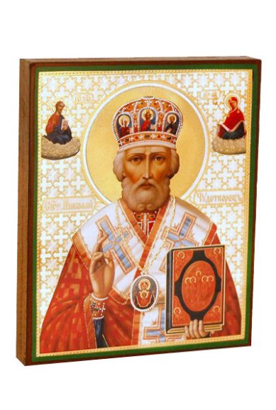 Иконы Николай Чудотворец  в митре икона, литография на дереве (13 х 16 см, Тиль)