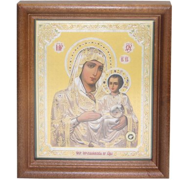 Иконы Иерусалимская икона Божией Матери под стеклом с мощевиком (13 х 16 см, Софрино)