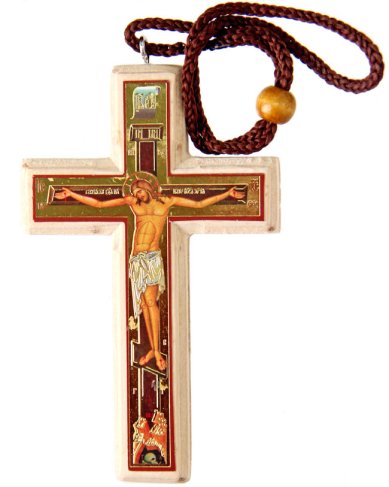 Иконы Распятие малое для водителей на шнурке, дерево (6,3 х 10,3 см)