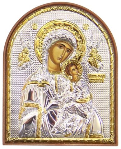 Иконы Страстная икона Божией Матери в серебряном окладе на пластике (8,5 х 10 см) 