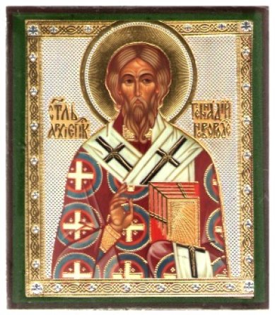 Иконы Геннадий Новгородский святитель икона на дереве (6х7 см, Тиль)