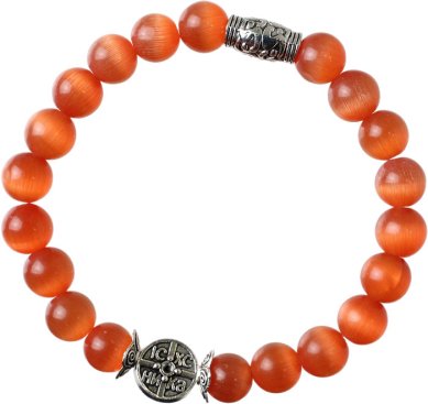 Утварь и подарки Браслет 20 зерен из камня «Кошачий глаз»