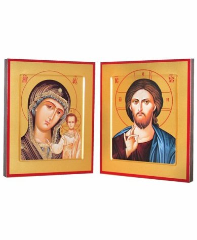 Иконы Венчальная пара Казанская Божия Матерь, Спаситель (17,2 х 20,8 см)