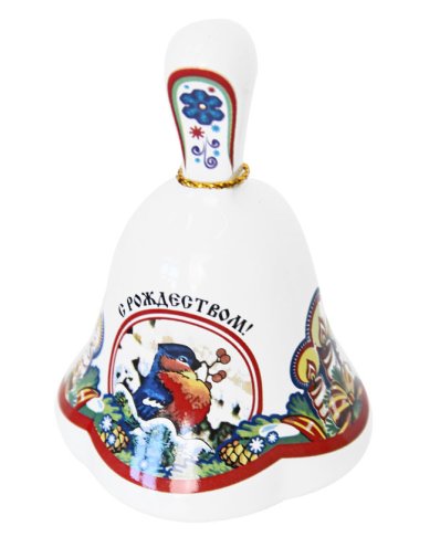 Утварь и подарки Колокольчик рождественский средний (фарфор, снегирь)