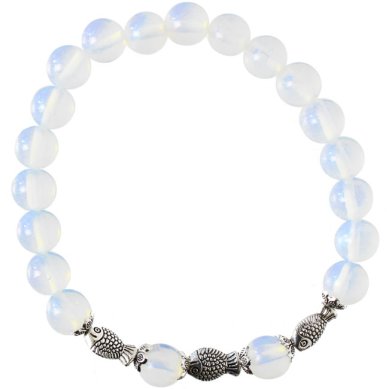 Утварь и подарки Браслет 18-20 зерен из лунного камня (с рыбками)