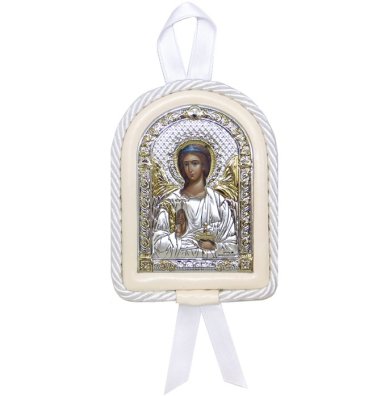 Иконы Ангел Хранитель икона детская, в серебряном окладе (8,5 х 11 см) 