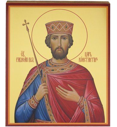 Иконы Константин равноапостольный царь икона на дереве, ручная работа (12,7 х 15,8 см)