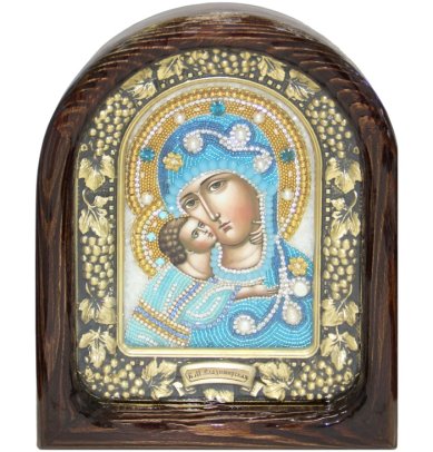 Иконы Владимирская Божия Матерь икона из бисера (18,5 х 23 см)
