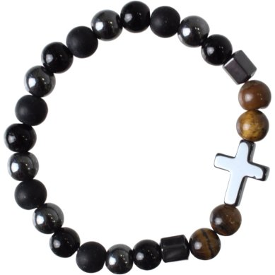 Утварь и подарки Четки-браслет 23 зерен из искусственного камня с крестом