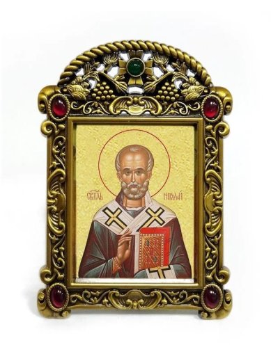 Иконы Николай Чудотворец икона в рамке-киоте (6,5 х 9 см)