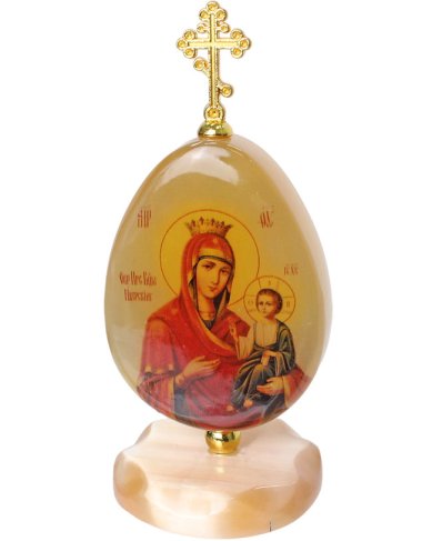 Иконы Икона из селенита на подставке «Иверская» (4,5 х 10 см) 