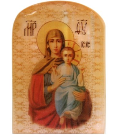 Иконы Икона настольная из селенита «Благодатное небо икона Божией Матери» (4,5 х 6,5 см)