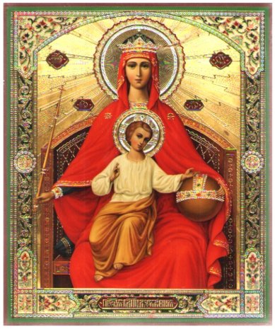 Иконы Державная икона Божией Матери на дереве (6х7 см, Тиль)