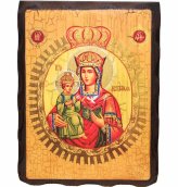 Иконы Леснинская икона Божией Матери на дереве под старину (18 х 24 см)