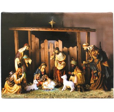 Утварь и подарки Картина на холсте с подсветкой «Рождество Христово» (15 х 20 см)