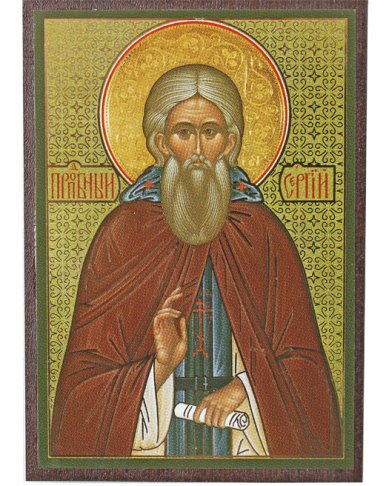 Иконы Сергий Радонежский икона на МДФ (6,3 х 9 см)