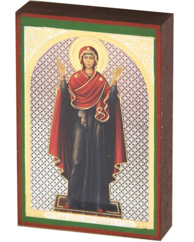 Иконы Нерушимая стена икона Божией Матери, литография на дереве (6 х 9 см)