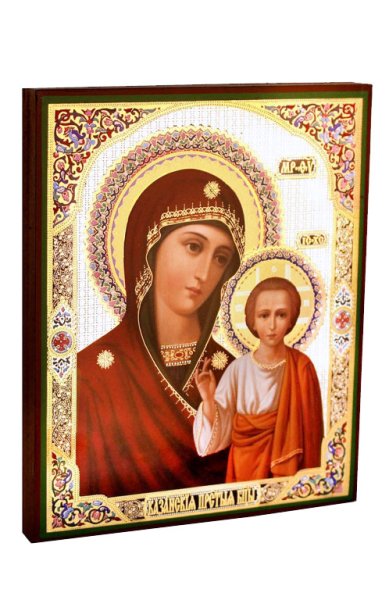 Иконы Казанская икона Божией Матери литография на дереве (17 х 21 см)