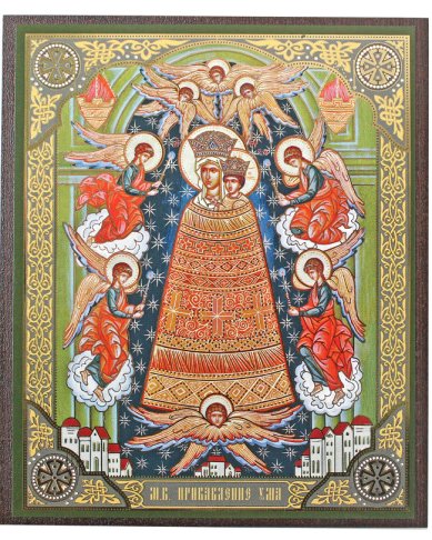 Иконы Прибавление Ума икона Божией Матери на МДФ (10,3 х 12,3 см)